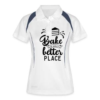 Bake the world a better black - Backen - Kuchen - Frauen Polo atmungsaktiv - Weiß/Navy - Vorne