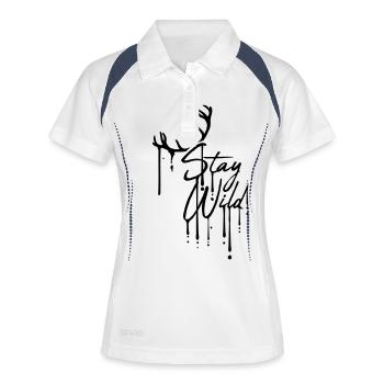 graffiti drops deer antlers wilderness design stay - Women's Polo breathable - white/navy - Front