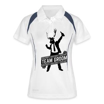 Team Groom / Stag Party (JGA / 1C) - Frauen Polo atmungsaktiv - Weiß/Navy - Vorne