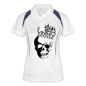 skull_king_01 - Frauen Polo atmungsaktiv - Weiß/Navy - Vorne