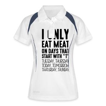 i only eat meat on days that end in t - Women's Polo breathable - white/navy - Front