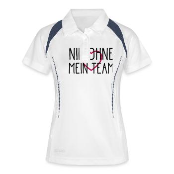 herz nie ohne mein team - Frauen Polo atmungsaktiv - Weiß/Navy - Vorne