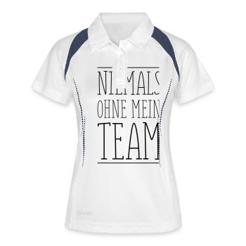 niemals ohne mein team - Frauen Polo atmungsaktiv - Weiß/Navy - Vorne