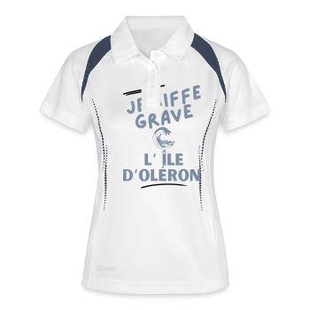 Je kiffe grave l'île d'Oléron 2 - Polo respirant Femme - blanc/marine - Devant