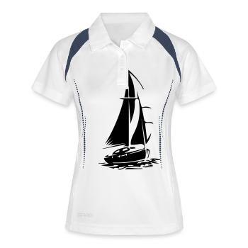 Segelboot - Frauen Polo atmungsaktiv - Weiß/Navy - Vorne
