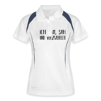 ich kam, sah und verzweifelte - Frauen Polo atmungsaktiv - Weiß/Navy - Vorne
