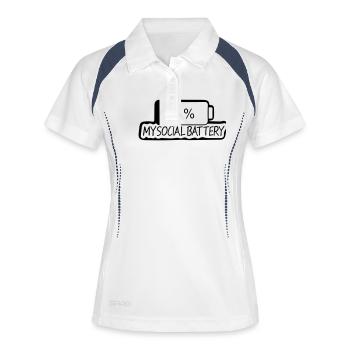 1 meine soziale Batterie - Frauen Polo atmungsaktiv - Weiß/Navy - Vorne