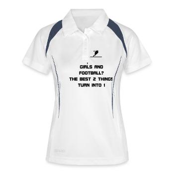 Girls and Football - Frauen Polo atmungsaktiv - Weiß/Navy - Vorne