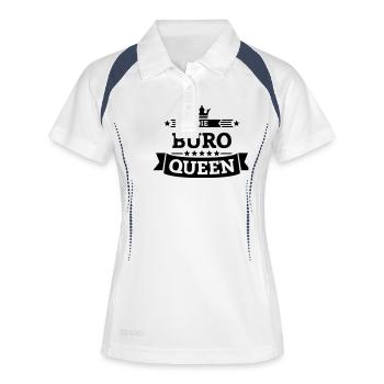 Die Büro-Queen - Frauen Polo atmungsaktiv - Weiß/Navy - Vorne