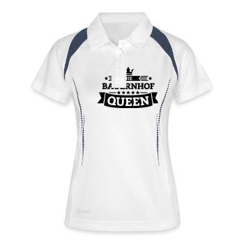 Die Bauernhof-Queen - Frauen Polo atmungsaktiv - Weiß/Navy - Vorne