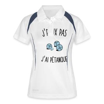 J'peux pas j'ai petanque - Polo respirant Femme - blanc/marine - Devant