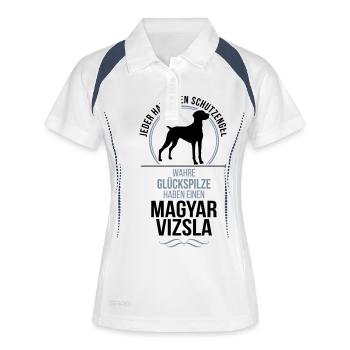 MAGYAR VIZSLA Schutzengel Wilsigns - Frauen Polo atmungsaktiv - Weiß/Navy - Vorne