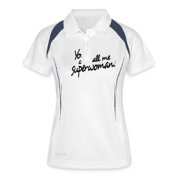 you can call me superwoman - Polo respirant Femme - blanc/marine - Devant