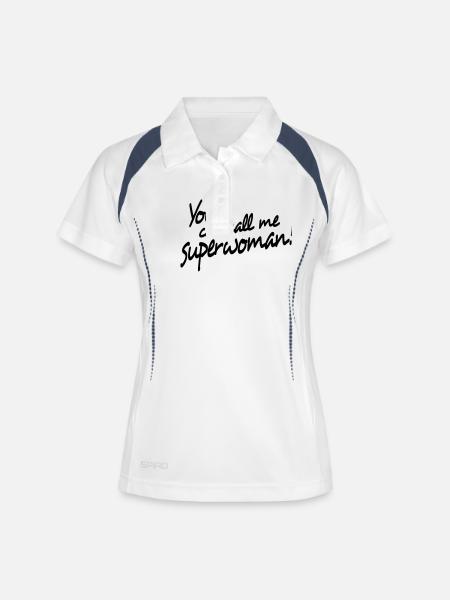you can call me superwoman - Polo respirant Femme - blanc/marine