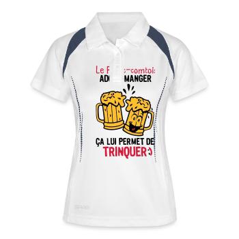 Franc Comtois Toast Alkohol Bierglas - Frauen Polo atmungsaktiv - Weiß/Navy - Vorne