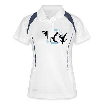 breakdancer - Frauen Polo atmungsaktiv - Weiß/Navy - Vorne