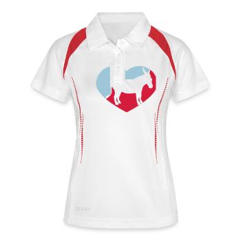 herz i love liebe esel pferd pony klein packesel l - Frauen Polo atmungsaktiv - Weiß/Navy - Vorne