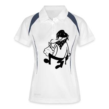 Der Bandit - Frauen Polo atmungsaktiv - Weiß/Navy - Vorne