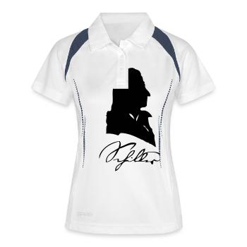 Herren-Shirt "Friedrich Schiller" - Frauen Polo atmungsaktiv - Weiß/Navy - Vorne