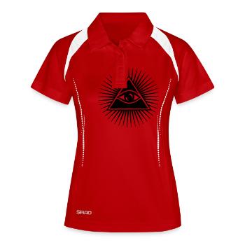 All seeing eye, pyramide, providence, Dieu Horus - Polo respirant Femme - blanc/marine - Devant