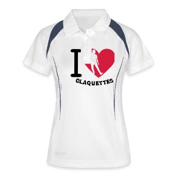 love claquettes i coeur 2 - Polo respirant Femme - blanc/marine - Devant