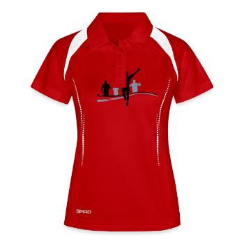 Menschen Gruppe Joggen - Frauen Polo atmungsaktiv - Weiß/Navy - Vorne