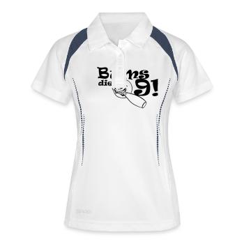 Bums die Neun - Frauen Polo atmungsaktiv - Weiß/Navy - Vorne