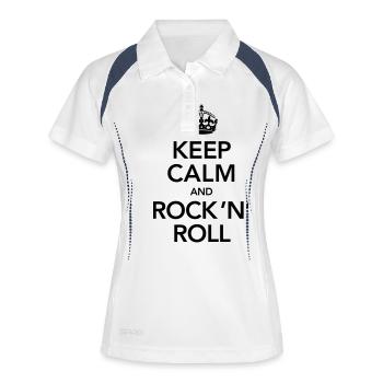 Keep Calm And Rock 'N' Roll - Polo respirant Femme - blanc/marine - Devant