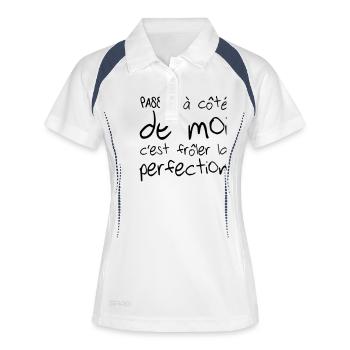 Passer à côté de moi c'est frôler la perfection - Polo respirant Femme - blanc/marine - Devant