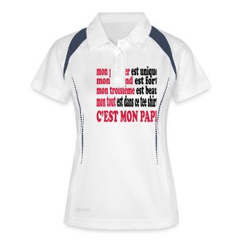 Mon papi est beau - Polo respirant Femme - blanc/marine - Devant