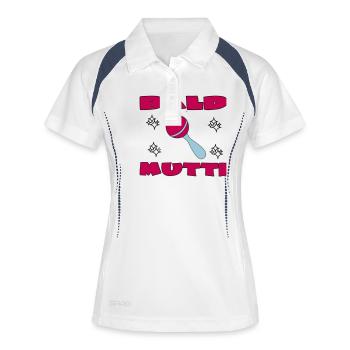 Bald mutti - Frauen Polo atmungsaktiv - Weiß/Navy - Vorne