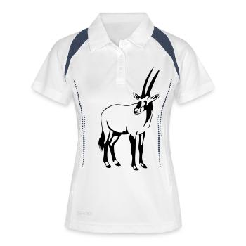 Oryx - Antilope - Frauen Polo atmungsaktiv - Weiß/Navy - Vorne