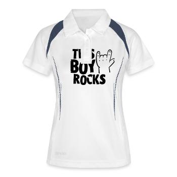 This Boy rocks - Frauen Polo atmungsaktiv - Weiß/Navy - Vorne
