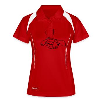 schildkröte lustig süss kinder - Frauen Polo atmungsaktiv - Weiß/Navy - Vorne