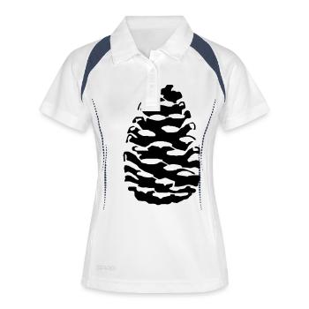 Tannenzapfen Zapfen Pine - Frauen Polo atmungsaktiv - Weiß/Navy - Vorne