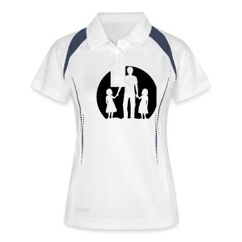 Logo Vater Töchter - Frauen Polo atmungsaktiv - Weiß/Navy - Vorne