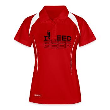 I Need Beer - Frauen Polo atmungsaktiv - Weiß/Navy - Vorne