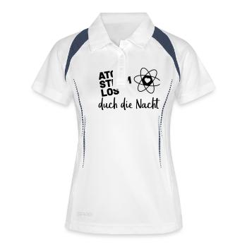Sprüche Winter Atomstromlos durch die Nacht - Frauen Polo atmungsaktiv - Weiß/Navy - Vorne