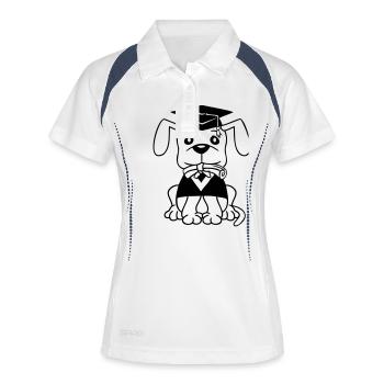 Hund Schulabschluss Zeugnis Gymnasium College Abi - Frauen Polo atmungsaktiv - Weiß/Navy - Vorne