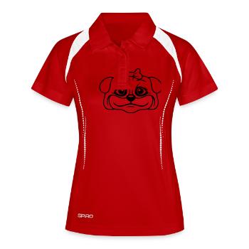 chien carlin fille jolie arc femme femme - Polo respirant Femme - blanc/marine - Devant
