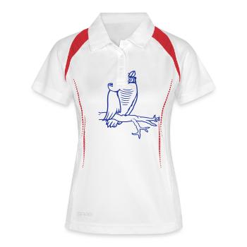 Owl Pipe Smoking Old Grandpa Eagle Owl Branch Tree Forest - Women's Polo breathable - white/navy - Front