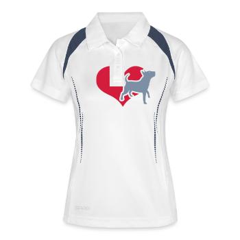 dogs_bullyheart - Polo respirant Femme - blanc/marine - Devant