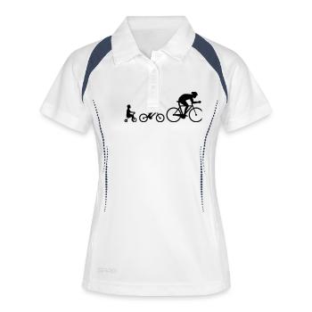 Évolution d'un cycliste - Polo respirant Femme - blanc/marine - Devant