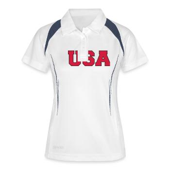 usa - Polo respirant Femme - blanc/marine - Devant