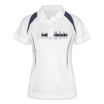 spiegelung tonspur ton play coole laut regler paus - Frauen Polo atmungsaktiv - Weiß/Navy - Vorne