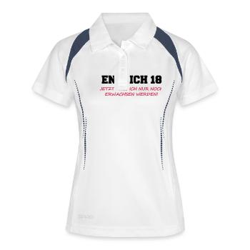 Endlich 18 Geburtstag Erwachsen werden Spruch - Frauen Polo atmungsaktiv - Weiß/Navy - Vorne