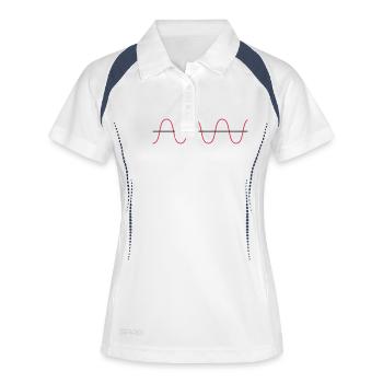 Wellenform Sinus Waveform OSC Physik Schwingung - Frauen Polo atmungsaktiv - Weiß/Navy - Vorne