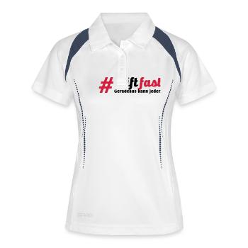 Drift Fast, geradeaus kann jeder - Frauen Polo atmungsaktiv - Weiß/Navy - Vorne