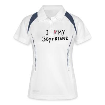i_love_my_boyfriend__f2 - Polo respirant Femme - blanc/marine - Devant