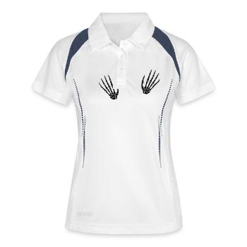skelett_haende_1__f1 - Polo respirant Femme - blanc/marine - Devant